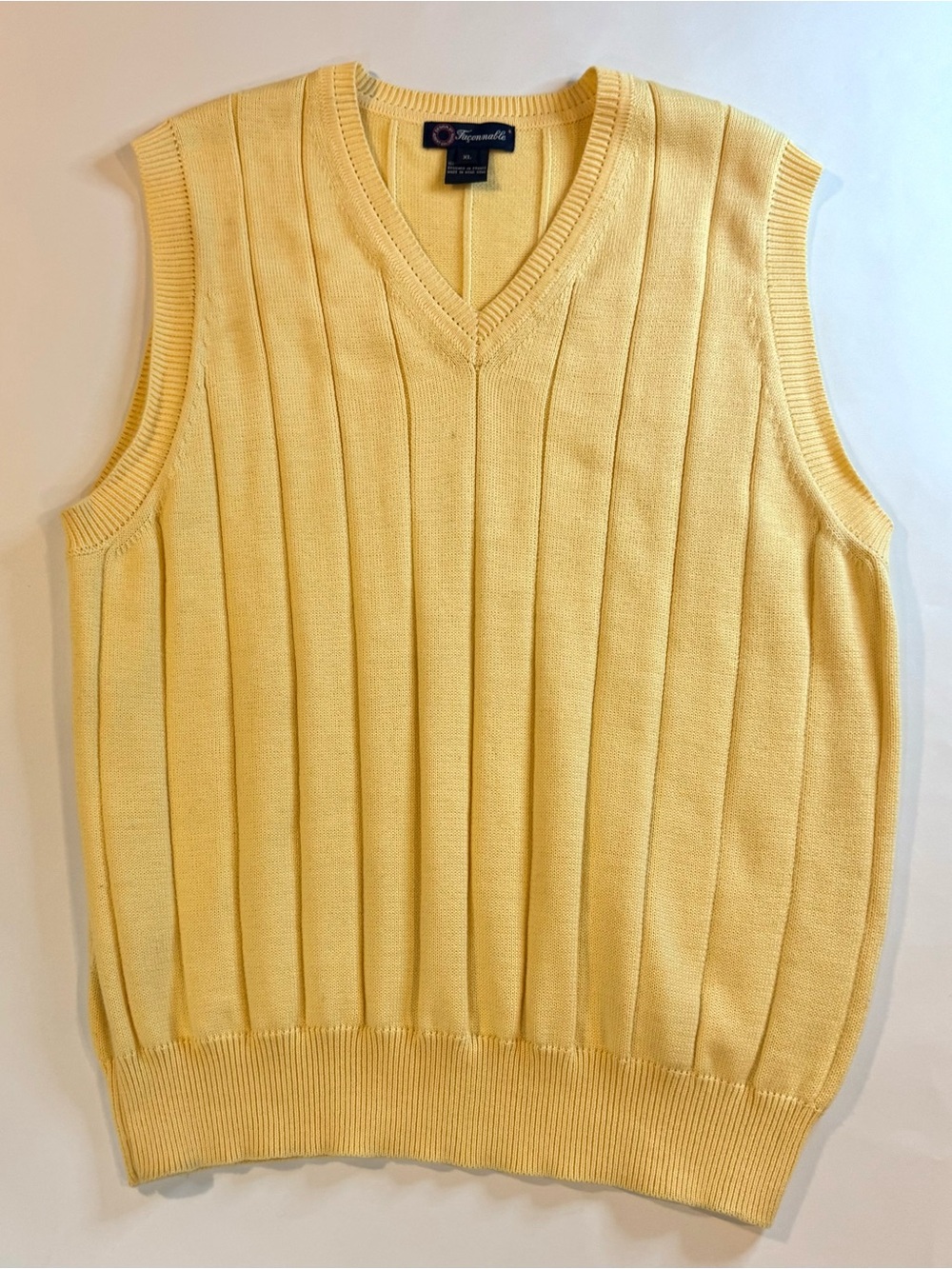 Faconnable V-Neck Sweater Vest Mens Size XL Yellow